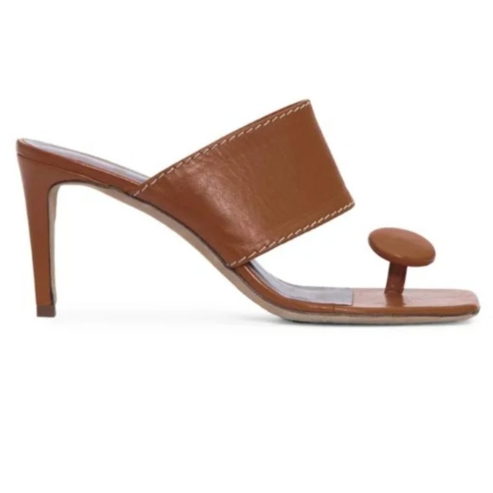 Staud Luna Square Toe Leather Mule Sandals